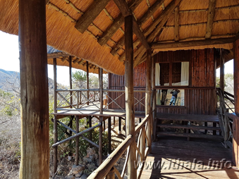 Covered wooden veranda at the 10-sleeper Mhlangeni Bush Camp