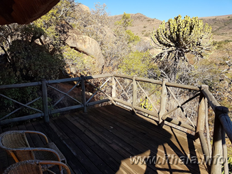 Wooden viewing deck with mountain views at Mhlangeni Bush Camp