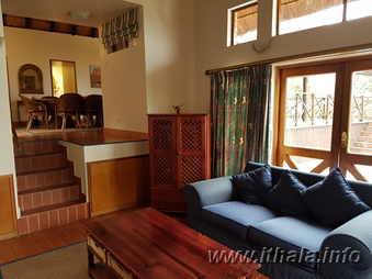 Living area inside the six-bed Ntshondwe Lodge at Ntshondwe Camp